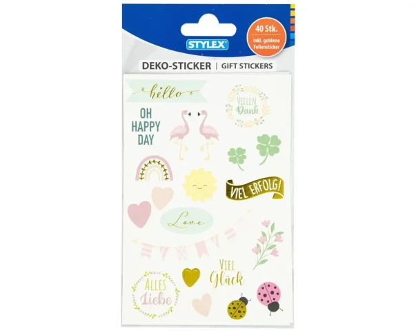 Stylex Deko-Sticker – 40 hochwertige Sticker auf 2 Bögen, glänzender Metallic-Effekt