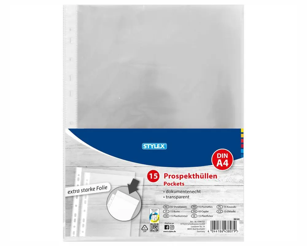 100 A4 Kunststoff-Lochhüllen 30 Mikron - Für Ordner Und Abheftmappen