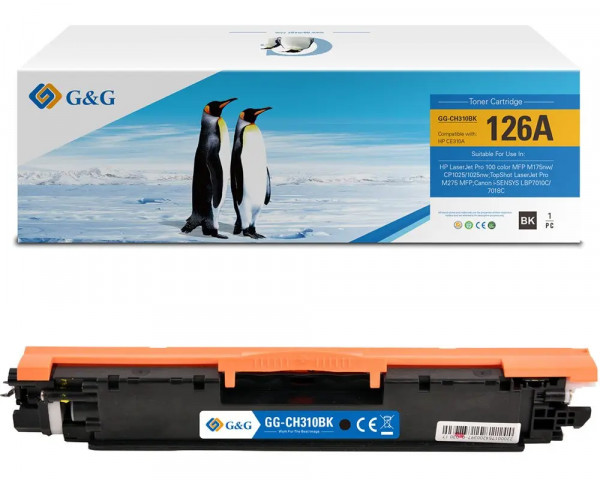 G&G Premium-Toner ersetzt HP CE310A/ 126A/ Canon 729BK Black