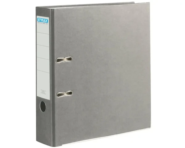 STYLEX Ordner DIN A4 in Grau, breiter Rücken 80mm mit Sichttasche