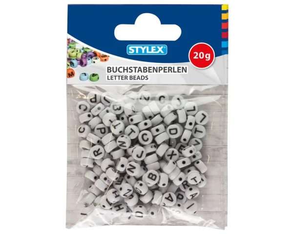 STYLEX Buchstabenperlen – 20g, sortiert, ideal für kreative DIY-Projekte