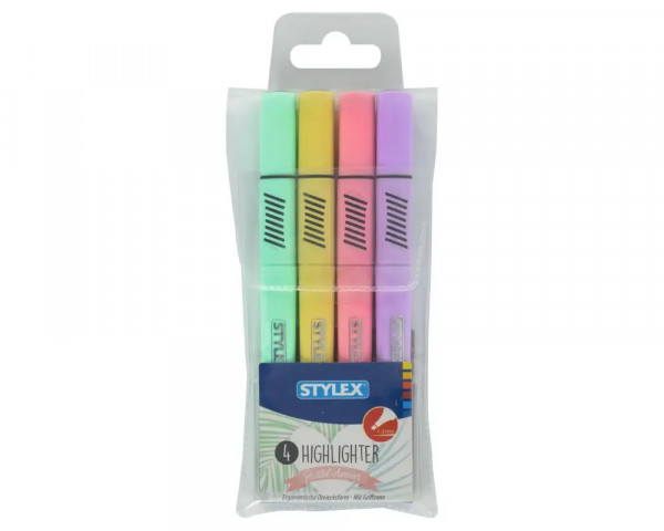 4 STYLEX Dreikant-Textmarker in Pastell