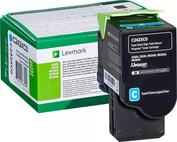 Original XXL-Toner Lexmark C242XC0 Cyan