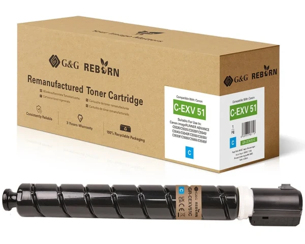 G&G Reborn Toner ersetzt Canon C-EXV51 C Cyan - 60000 Seiten