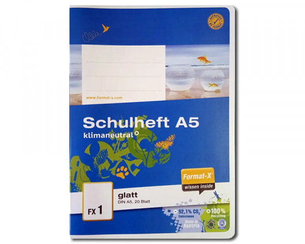 A5-Schulheft FX1, 20 Blatt, Glatt