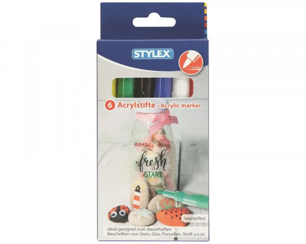 6er Pack Acrylstifte Marker Bunt von Stylex