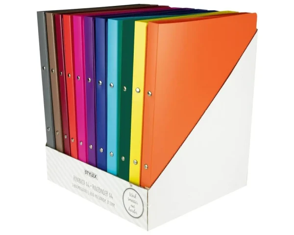 STYLEX Ringbuch DIN A4 – farbig sortiert, robustes PP, 2-Ring-Mechanik