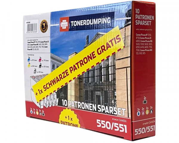 SPARPAKET 10 TONERDUMPING Druckerpatronen ersetzt Canon PGI-550XL/ CLI-551XL Serie