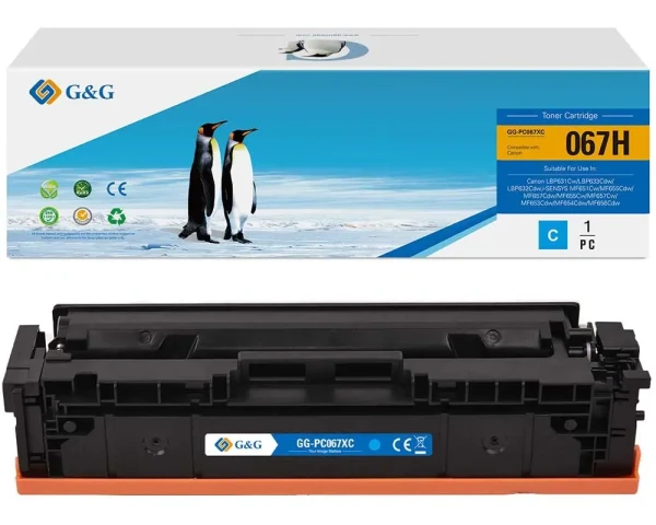 Kompatibler XL-Toner ersetzt Canon 067 H Cyan 2,35K