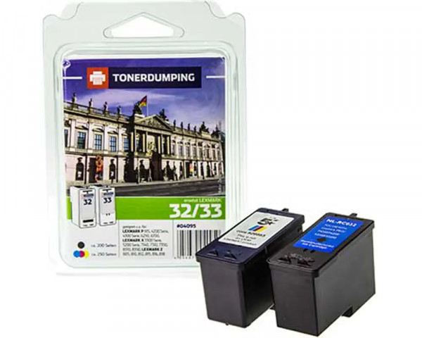2 TONERDUMPING Patronen ersetzt Lexmark Nr.32+33