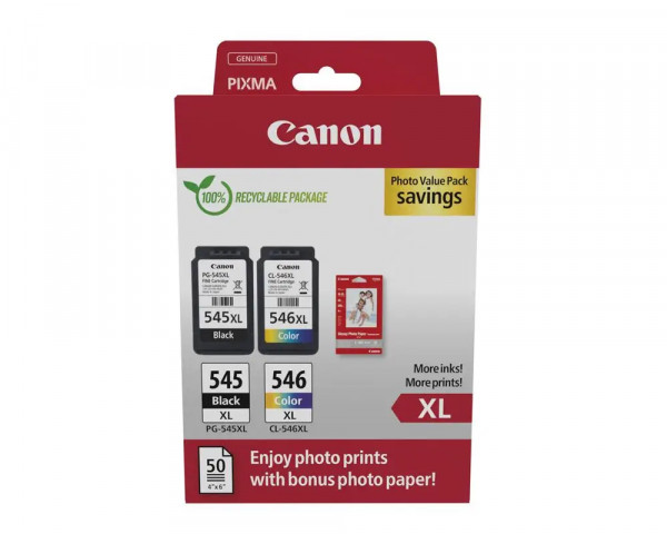 Original XL-Multipack Canon PG-545XL/CL-546XL + 50 Blatt Fotopapier