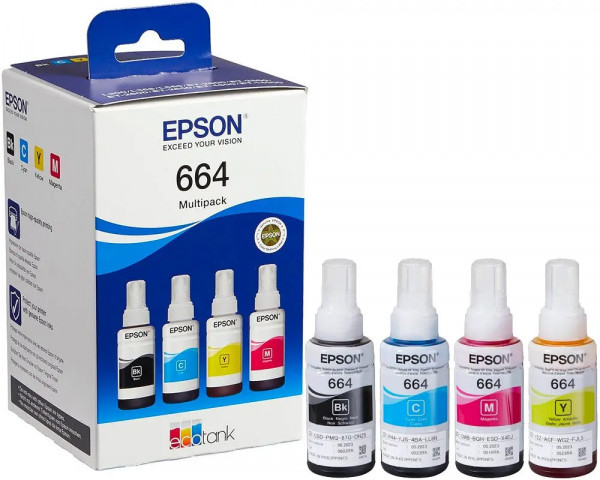 Original Tinten-Multipack Epson T664/ C13T664640 Black, Cyan, Magenta, Yellow