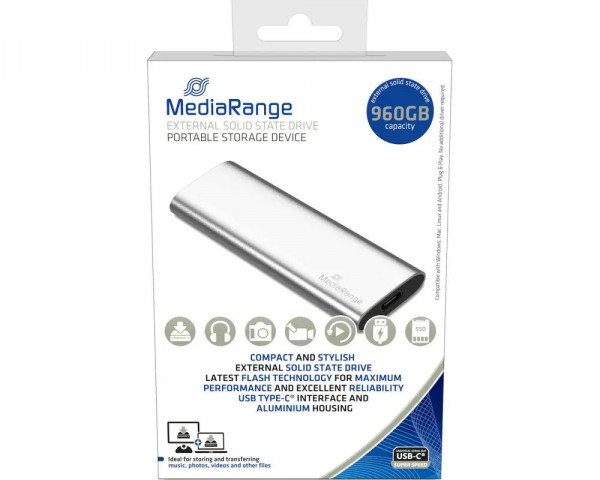 Externe MediaRange SSD-Festplatte MR1103 USB Type-C (960GB)
