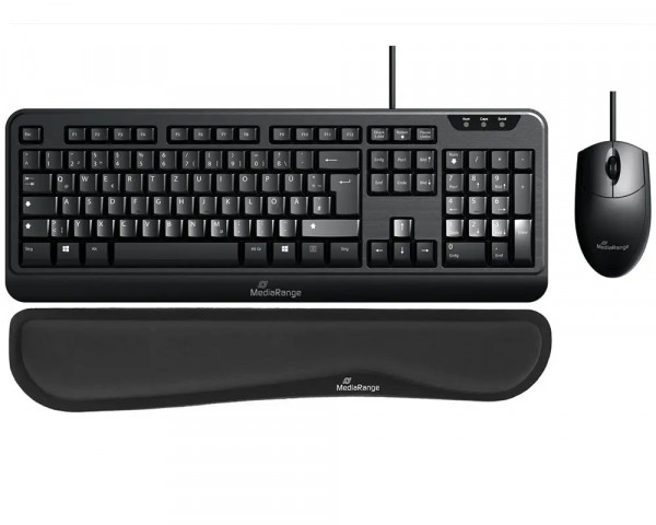 MediaRange Tastatur + Maus-Set MROS108 + Handgelenkauflage MROS252 schwarz