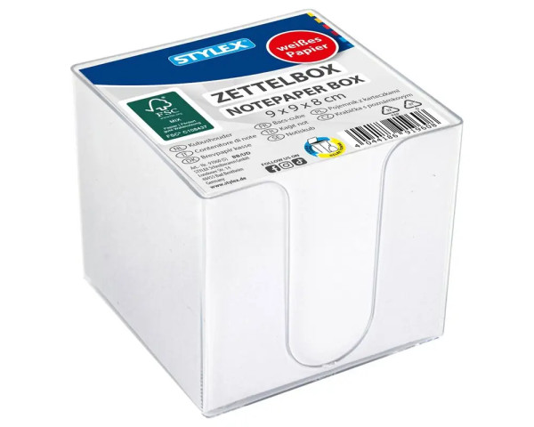 Zettelbox transparent 700 Blatt FSC-Papier Weiß