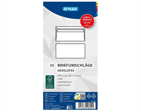 25 Briefumschläge DIN lang ohne Fenster