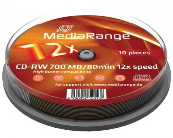 CD-Rohlinge von MediaRange CD-RW wiederbeschreibbar/ 12xSpeed