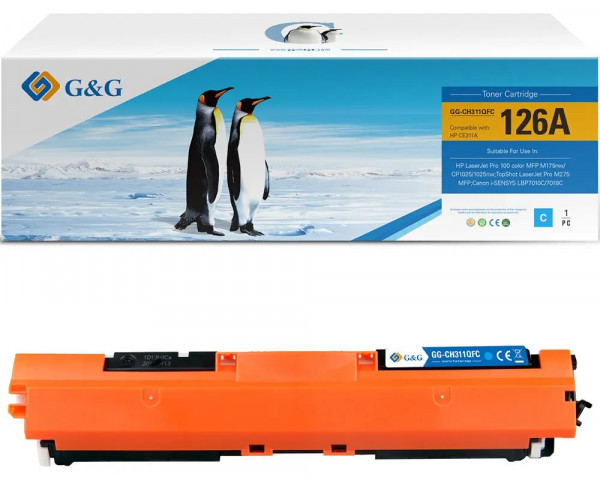 G&G Premium-Toner ersetzt HP CE311A/ 126A/ Canon 729C Cyan