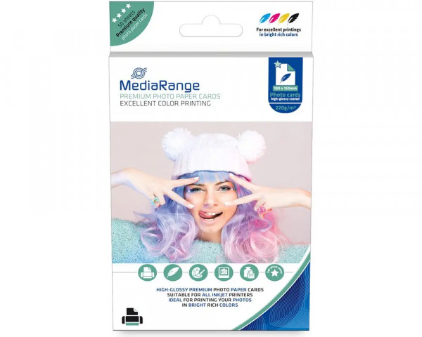 MediaRange Fotopapier 10x15cm (4x6 Zoll) 50 Blatt, glänzend