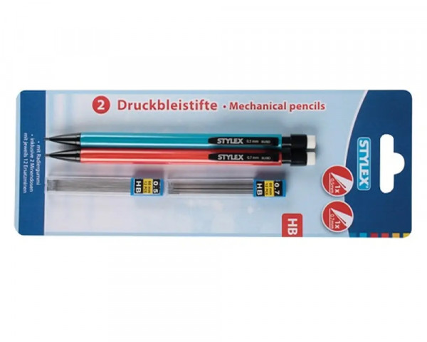2 STYLEX Druckbleistifte mit Radiergummi
