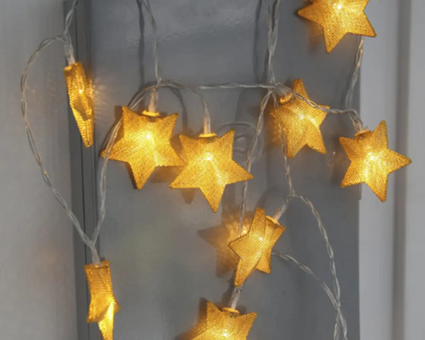 LED-Lichterkette - 10 goldene Sterne