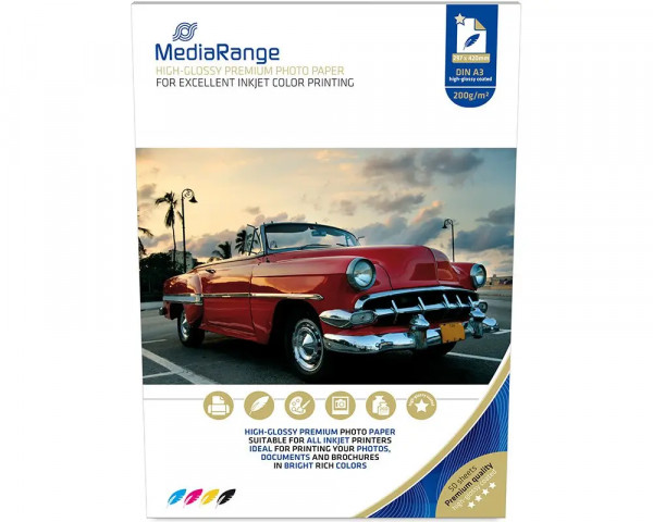 Fotopapier von MediaRange DIN A3, 50 Blatt, glänzend