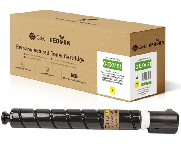 G&G Reborn Toner ersetzt Canon C-EXV51 Y Yellow - 60000 Seiten