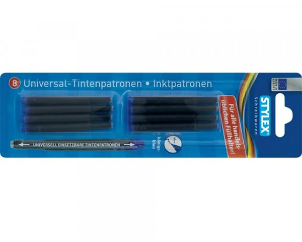 8 STYLEX Universal-Tintenpatronen Blau
