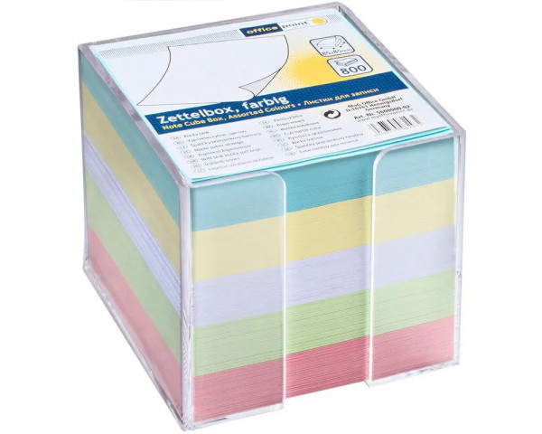 Zettelbox transparent mit farbigem Papier