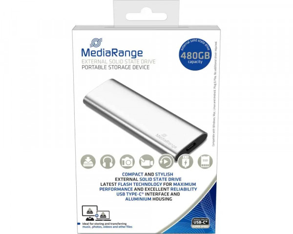Externe MediaRange SSD-Festplatte MR1102 USB Type-C (480GB)