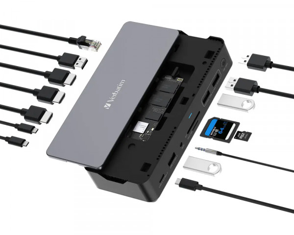 Verbatim USB-C Pro Docking Station 15 Port inkl 256MB SSD-Festplatte