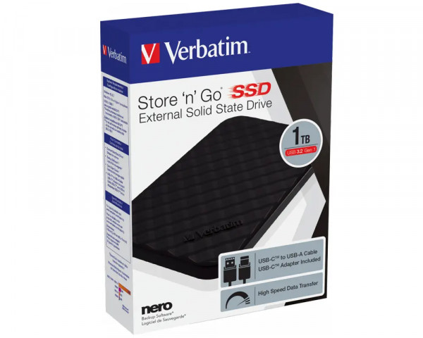 Externe SSD-Festplatte Verbatim Store´n´Go USB-C Type USB 3.2 GEN1 1TB Black