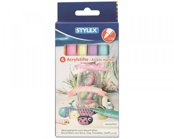 6er Pack Acrylstifte Marker in Pastell von Stylex