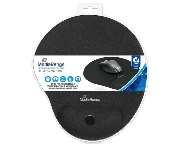 MediaRange MROS250 – Ergonomisches Mauspad mit Gel-Handballenauflage in Schwarz