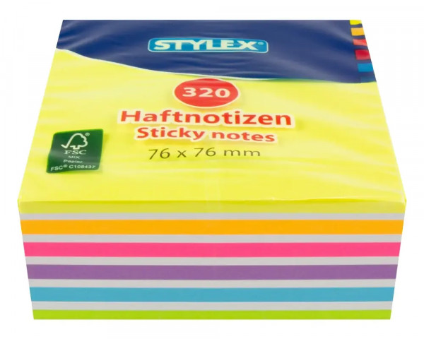 320 Stylex Haftnotizen 75x75mm Neonfarben