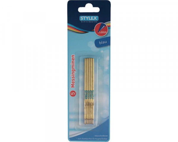 5 Stylex Kugelschreiberminen aus Messing in Blau