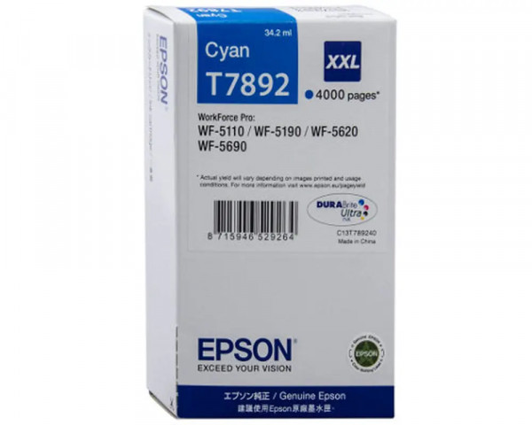 Original XXL-Druckerpatrone Epson T7892 (C13T789240) Cyan