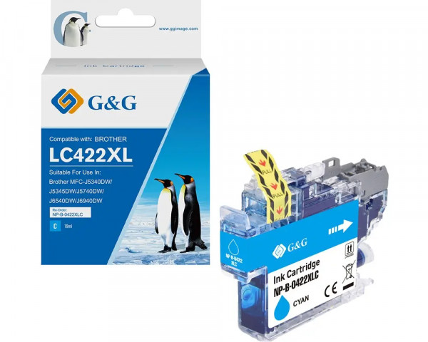 Kompatible XL-Druckerpatrone ersetzt Brother LC-422XLC Cyan