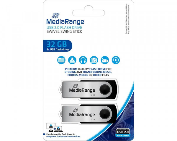Doppelpack USB-Stick 32GB MediaRange 2.0