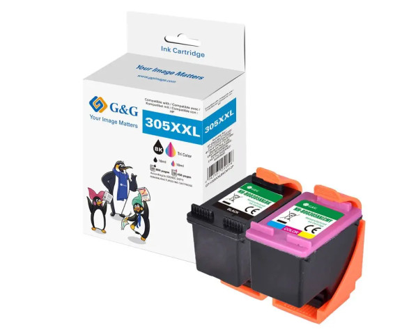 XXL-Multipack Rebuilt-Druckerpatrone ersetzt HP 305XL Black+Color