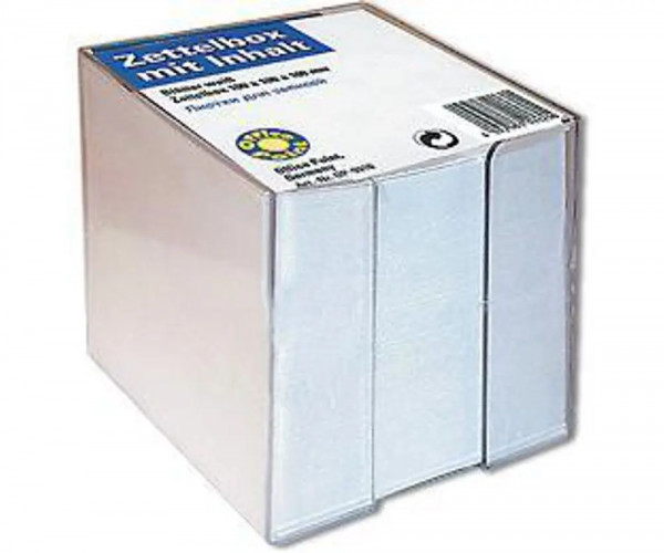 Zettelbox transparent mit weißem Papier