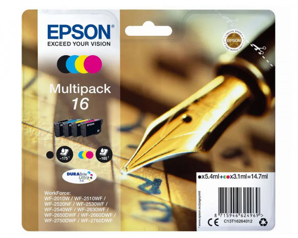 Original Multipack Epson Nr.16/T1626 Black, Cyan, Magenta, Yellow