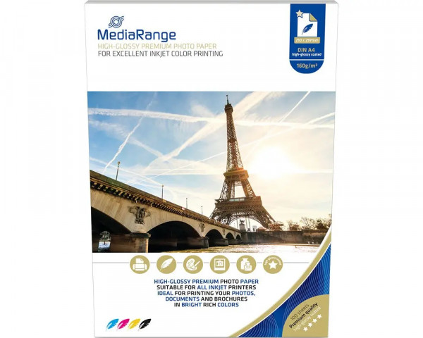MediaRange Fotopapier DIN A4, 100 Blatt, glänzend