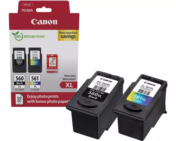 Original XL-Multipack Canon PG-560XL/ CL-561XL inkl 50 Blatt Fotopapier