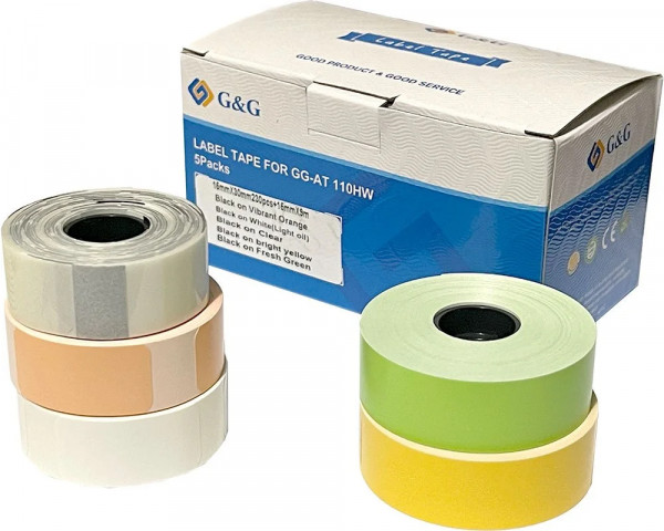 5 G&G Etikettenrollen für GG-AT110HW farbsortiert