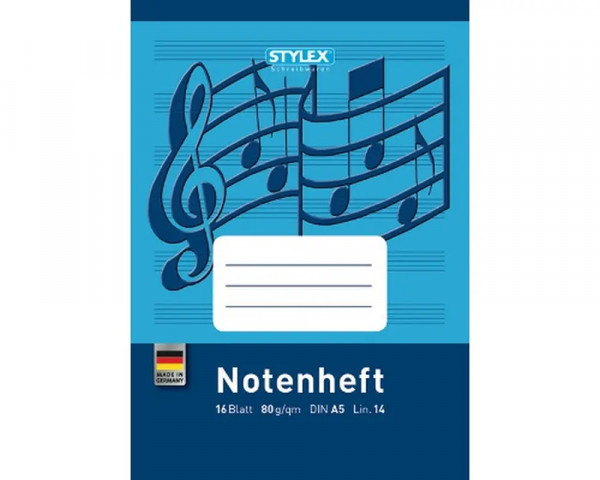 DIN A5 Notenheft 14 - 16 Blatt