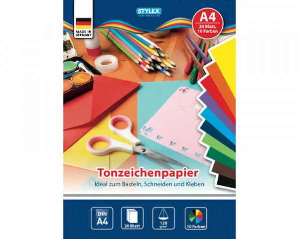 20 Blatt STYLEX Tonzeichenpapier in DIN A4