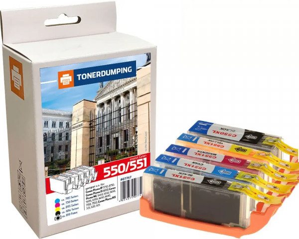 SPARPAKET 5 Tonerdumping Druckerpatronen ersetzt Canon PGI-550XL/ CLI-551XL Serie